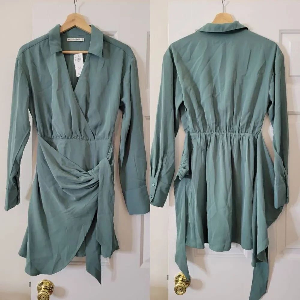 Abercrombie and fitch green wrap dress XS NWT